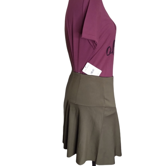Free People NWT Highlands A-line Army Green Mini Skirt Size Small - Picture 11 of 11